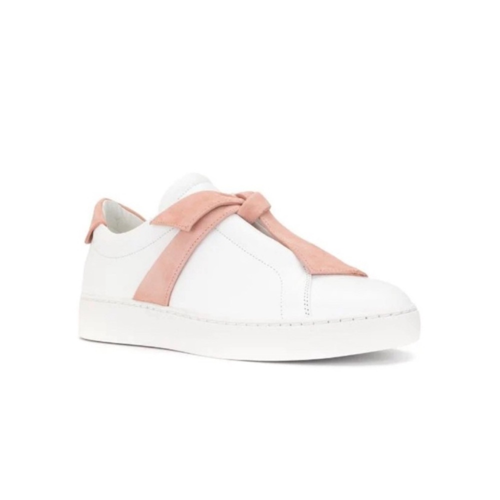 Alexandre Birman Clarita White Leather Pink Bow Sneakers Coquette Sneakers